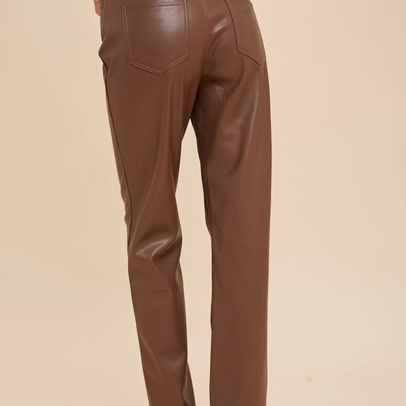 Straight Leg Vegan Leather Pants - Picture 5 of 6